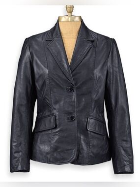 NWOT! Chadwick’s 100% LEATHER BLAZER, 4, “Black”